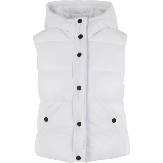 Urban Classics - Recycled Shiny Puffer Vest with Hood Mouwloos jacket - L - Wit