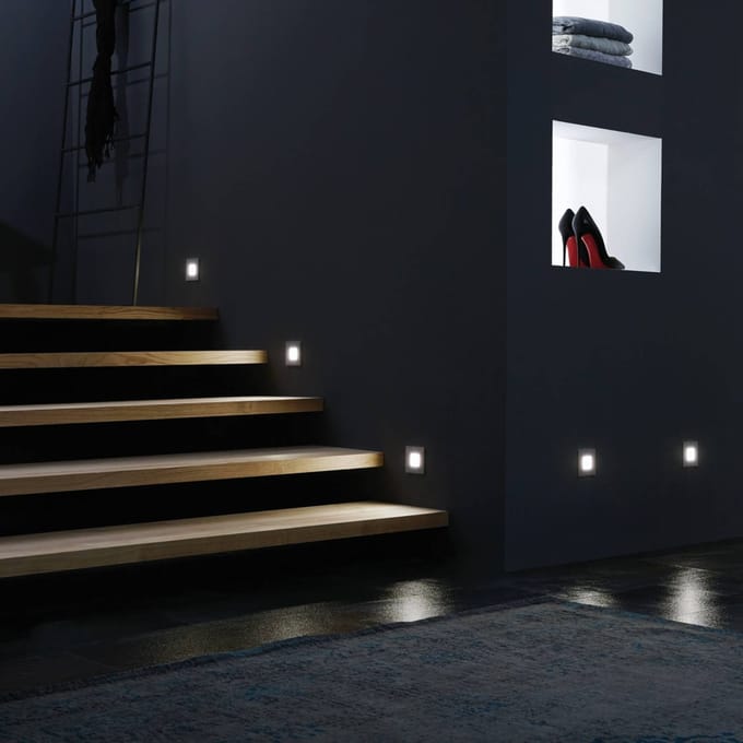 Hera LED wand inbouwlamp Wall F, grijs, 1,8 W, 7,5 x 7,5 cm