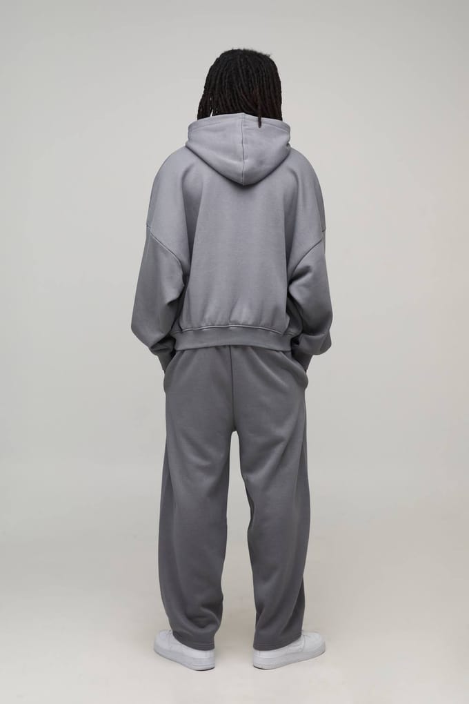 Basic Oversized Boxy Hoodie Met Verlaagde Schouders En Vleermousmouwen | Grey | Size Medium
