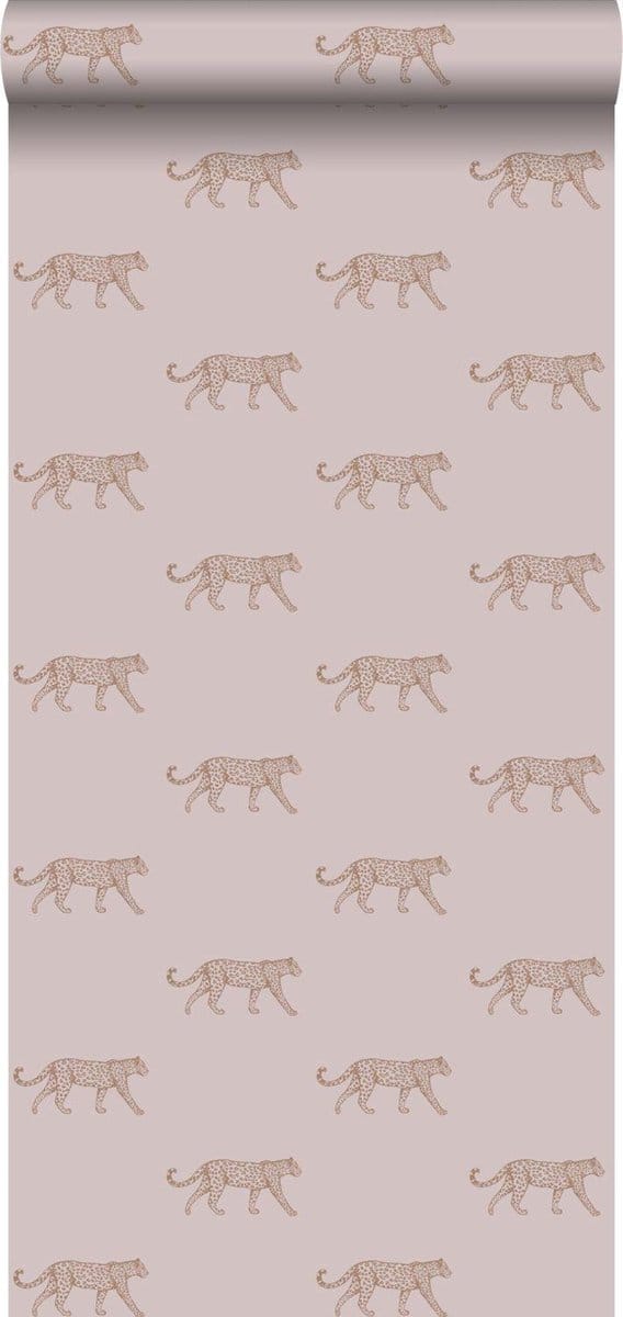 Origin Wallcoverings behang panters oudroze en goud - 347729 - 0,53 x 10,05 m