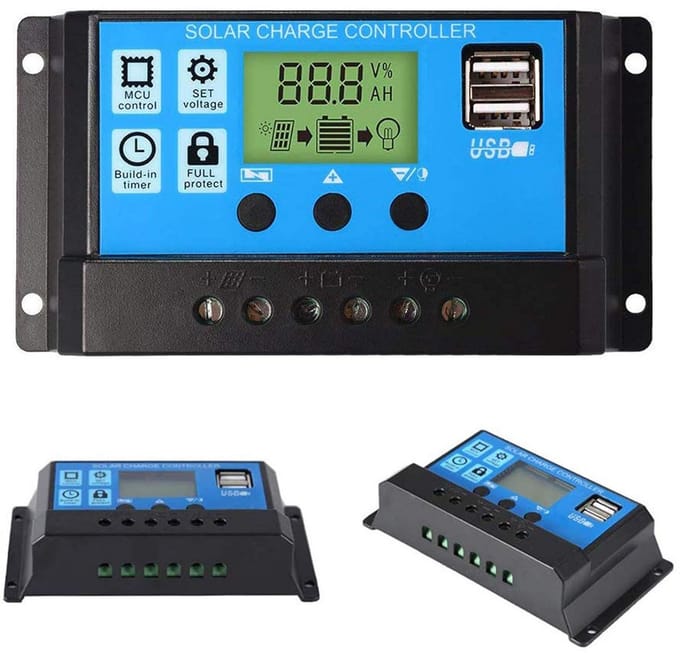30A PWM Zonneregeleenheid 12V/24V met LCD-Scherm en USB-Opladen