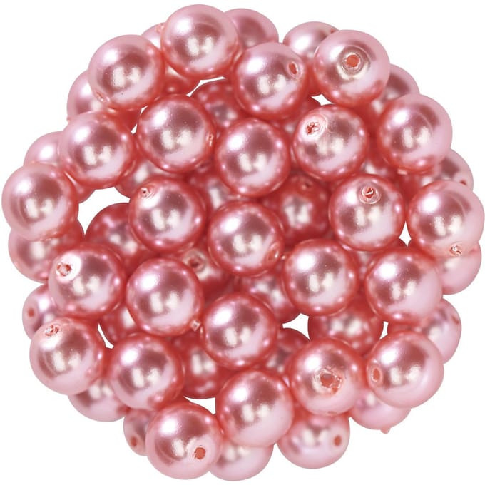 Glazen waskralen, Ø 6 mm, 55 stuks - Roze