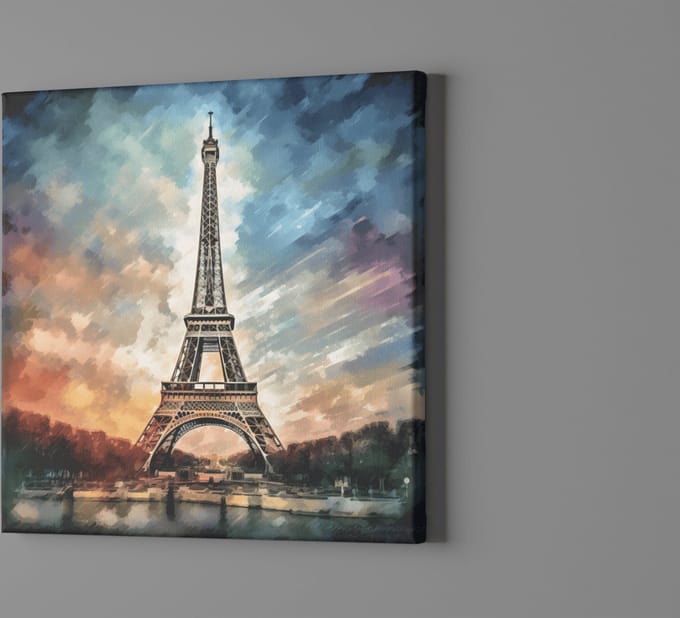 Canvas Schilderij - Eiffeltoren - Parijs - Abstract - 40x40x2 cm