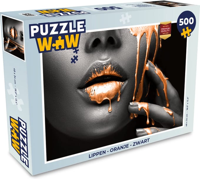Puzzel Lippen - Oranje - Zwart - Legpuzzel - Puzzel 500 stukjes