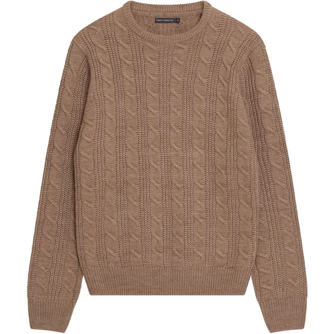 French Connection Crew Cable Camel Mel Taglia: S | Maglioni a maglia Outlet | Uomo | Marrone