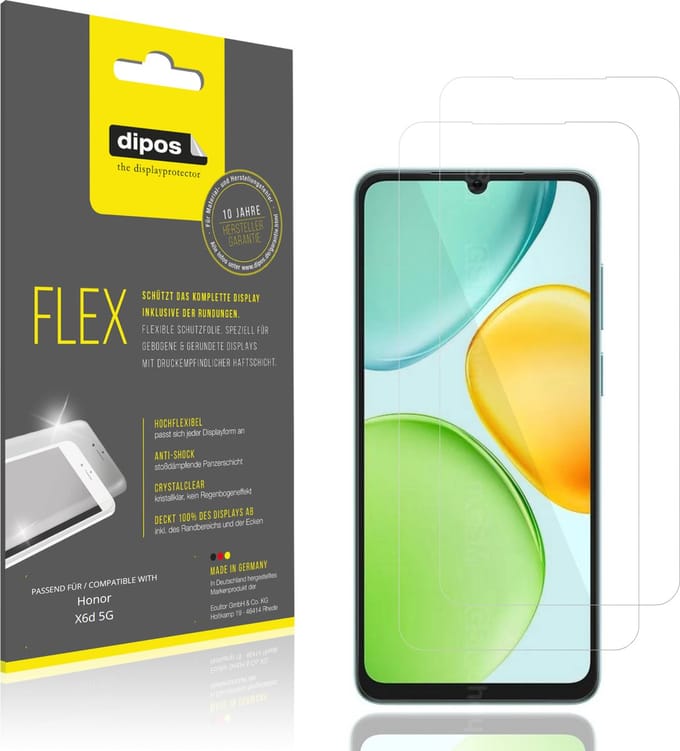 dipos – 2x Beschermfolie geschikt voor Honor X6d 5G | 3D Full Cover Screenprotector | 100% Passend