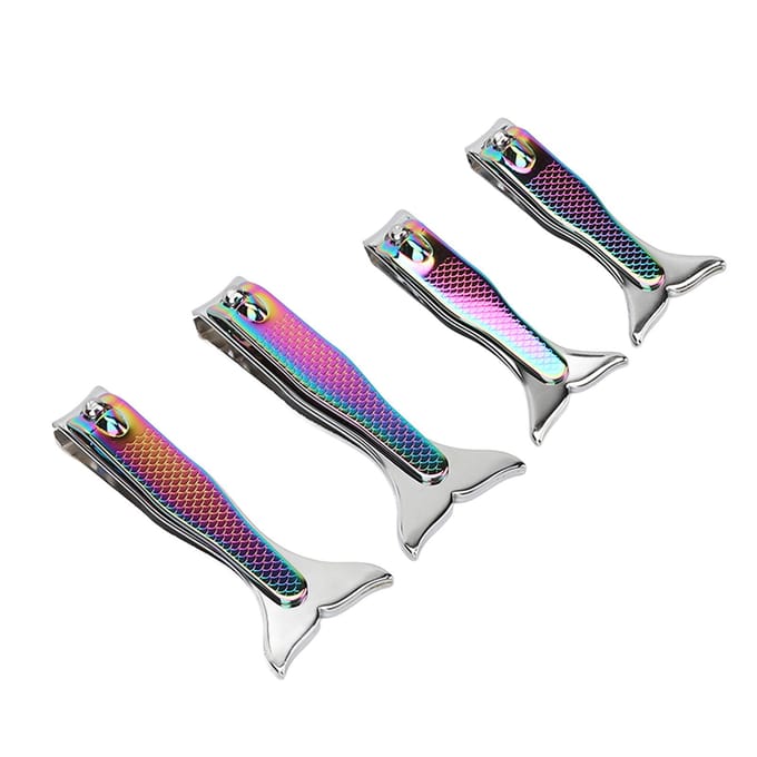 4 stuks Vissenstaart Nagelknipper Set Roestvrij Staal Galvanisch Gecoat Nauwkeurig Knippen Lang Handvat Draagbaar white