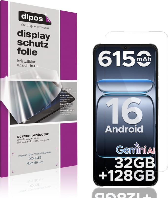dipos – 4x Beschermfolie geschikt voor DOOGEE Note 56 Pro | Krasbestendige & heldere Screenprotector Ultra-Thin