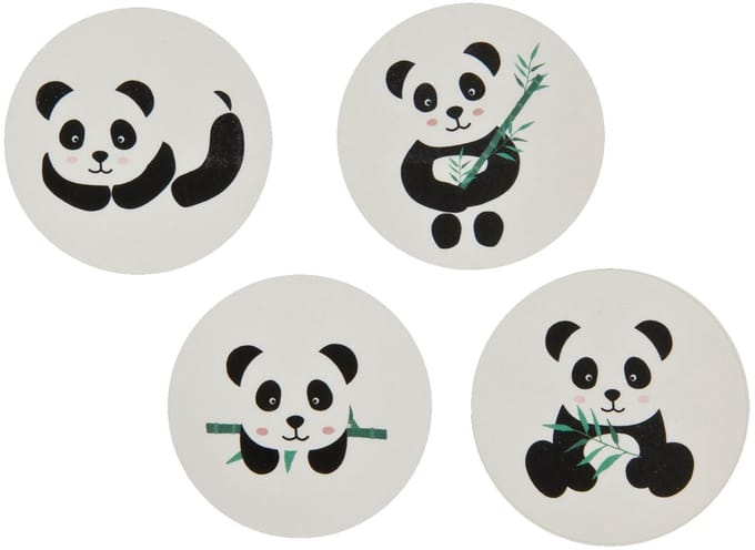 HOBI - 12 panda stickers 4 cm ronde stickers