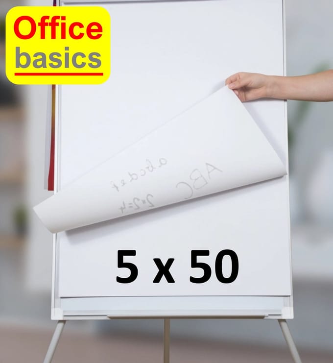 5 x Flipoverpapier Office Basics - 50 vel - 65 x 100 cm - blanco