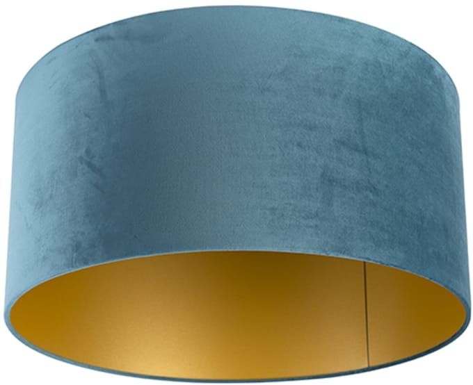 QAZQA cilinder velours - Klassieke Lampenkap - Ø 500 mm - Blauw -
