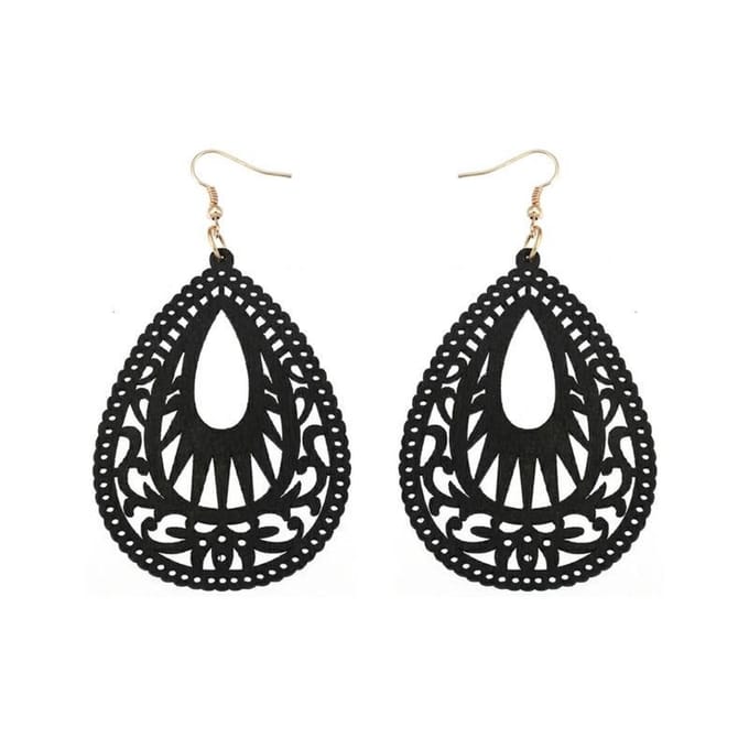 Jomide Oorhangers - Natuurlijk Zwart Ethnic - Dames