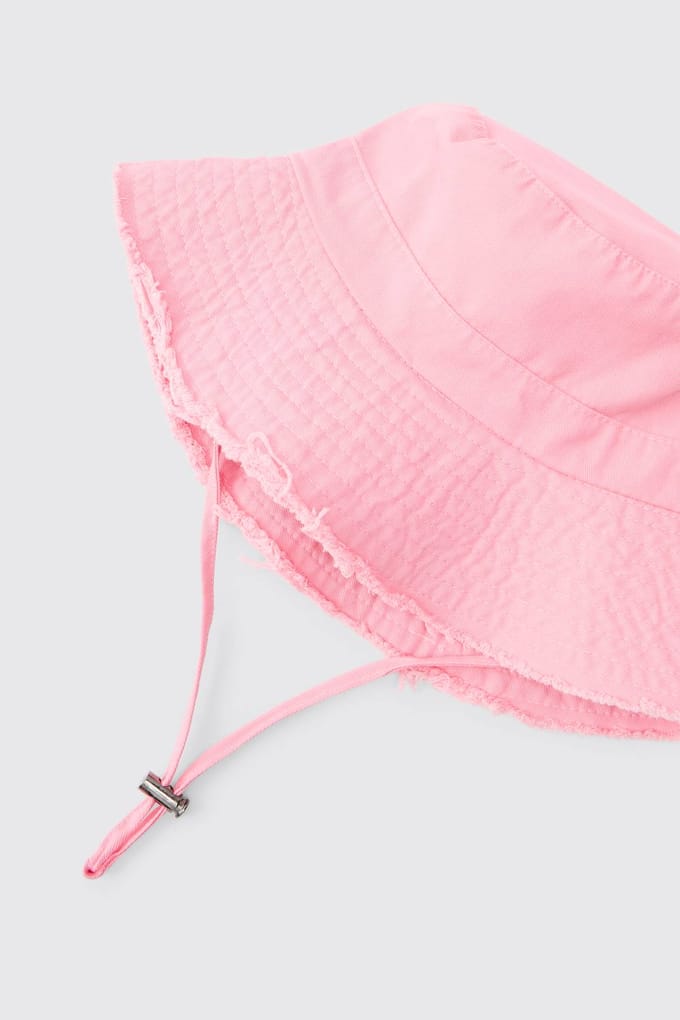 Bucket Hat With Drawstring | Pink