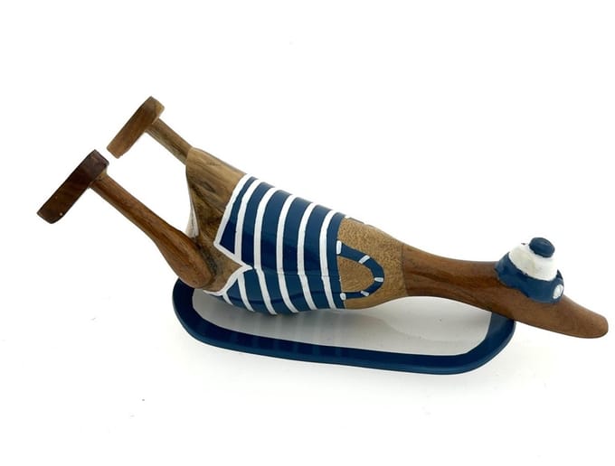 Houten eend Kiayo surfboard donkerblauw