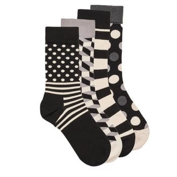 Happy Socks Classic Black & White Socks Gift Set (4-pack) - Unisex - Maat: 36 - 40
