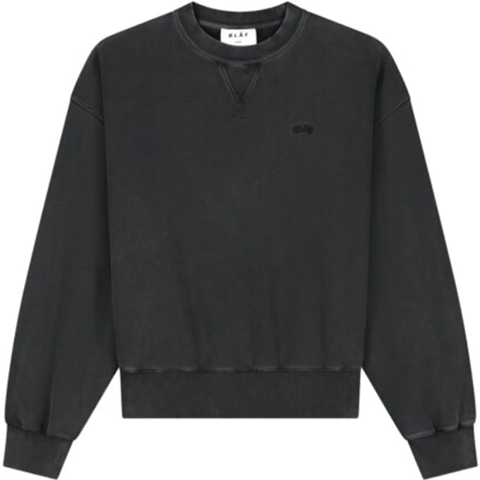 Olaf Washed Signature Boxy Crewneck Sweaters Donkergrijs M230206