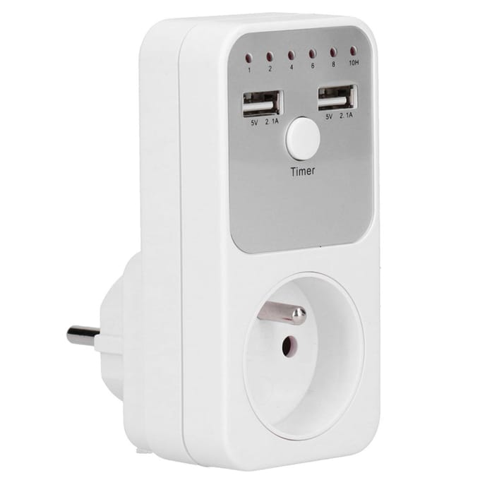 Minuterie numérique intelligente USB avec prise pour chargeur d'ordinateur et de téléphone