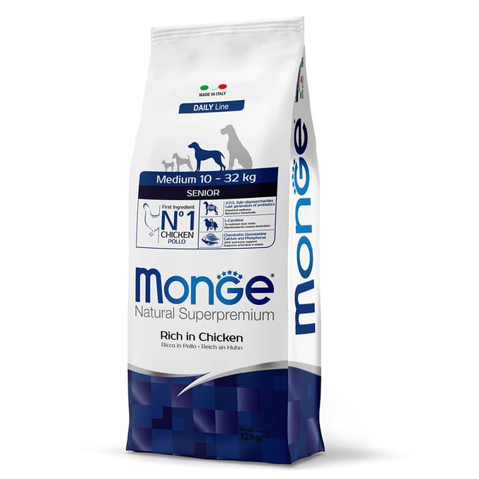 2x12kg Kip Medium Senior Monge Natural Superpremium droge honden