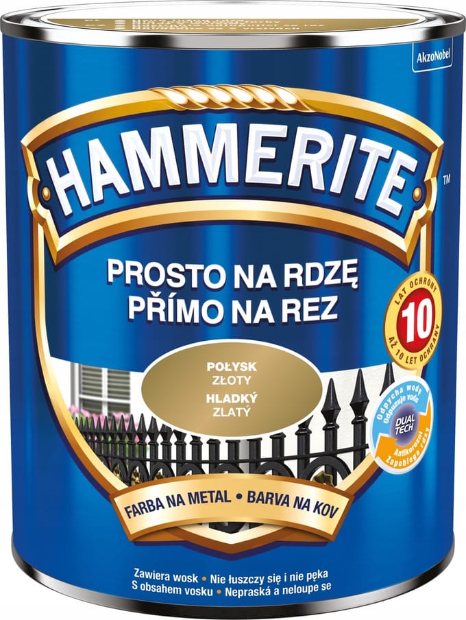 Hammerite Direct roest glad Glad 0,7l, Goud