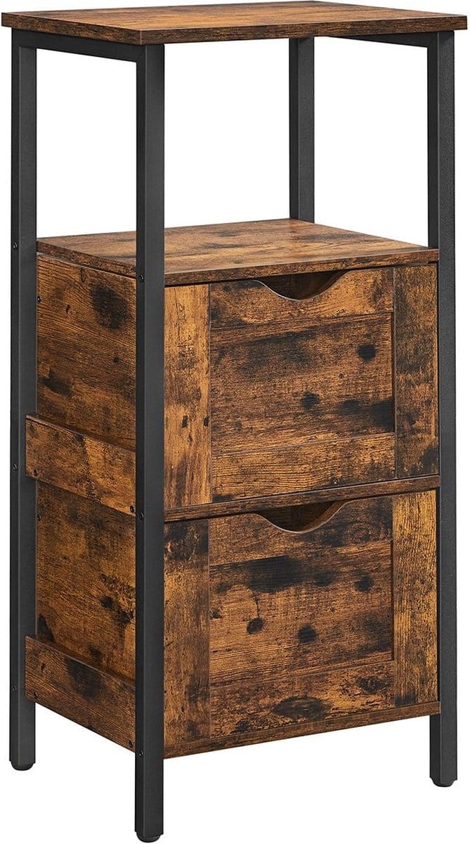 Badkamerkast met 2 Lades - Vintage Bruin / Zwart