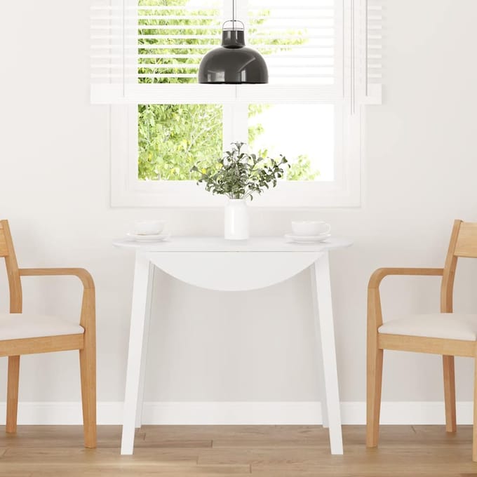 vidaXL - Eettafel - massief - hout - wit - rubber