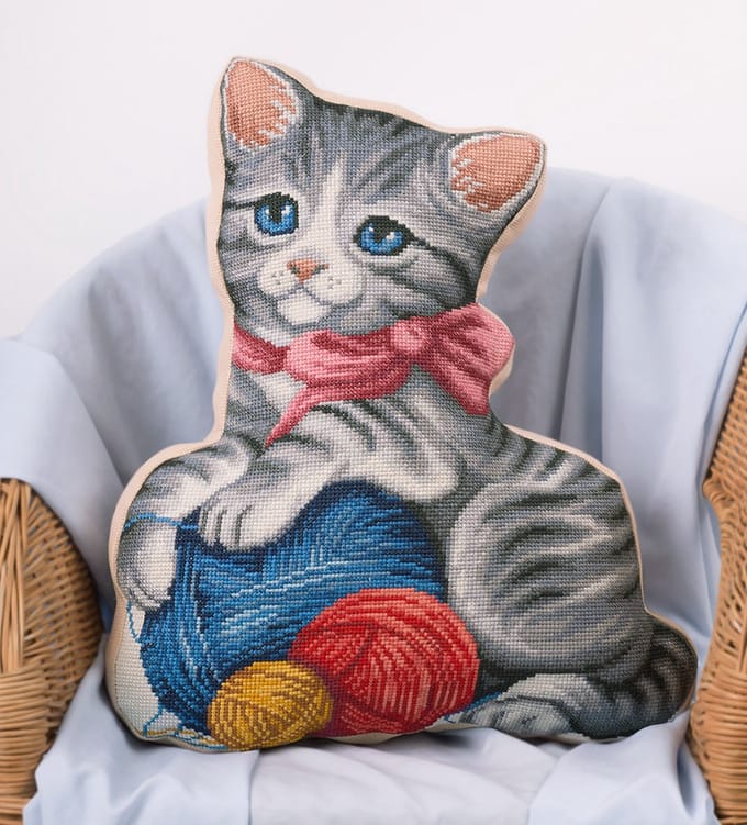 Borduurkussen Mijn kitten kussen