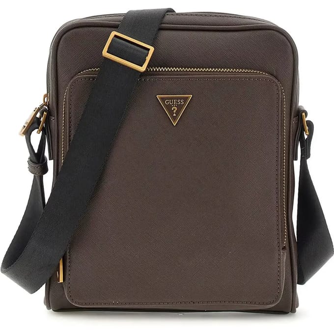GUESS schoudertas Milano Top Crossbody Dark Brown donkerbruin