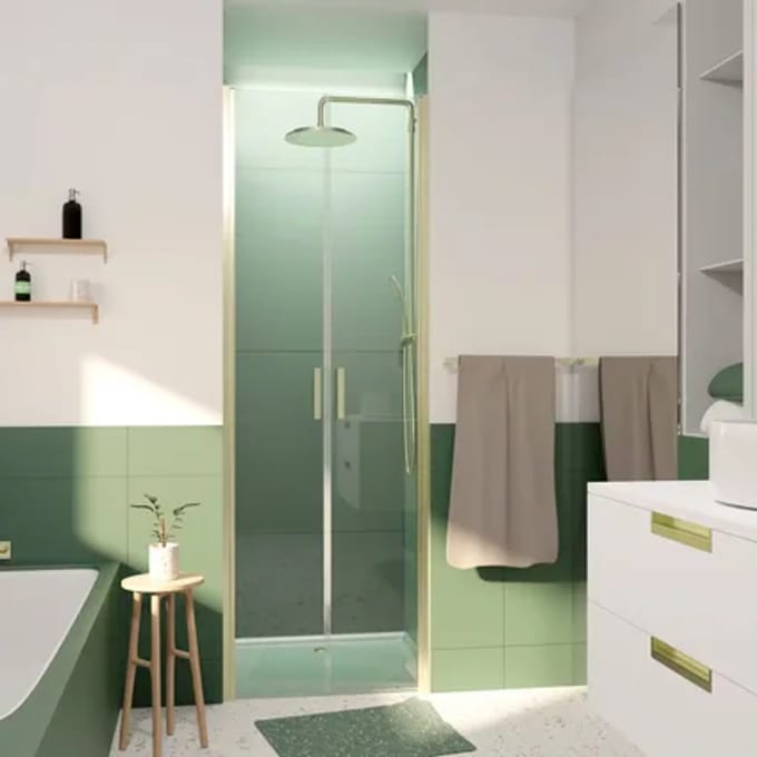 Aurlane Douche Swingdeur Saloon Gold - Helder Glas 6mm - Goud Geborsteld - 70x200cm