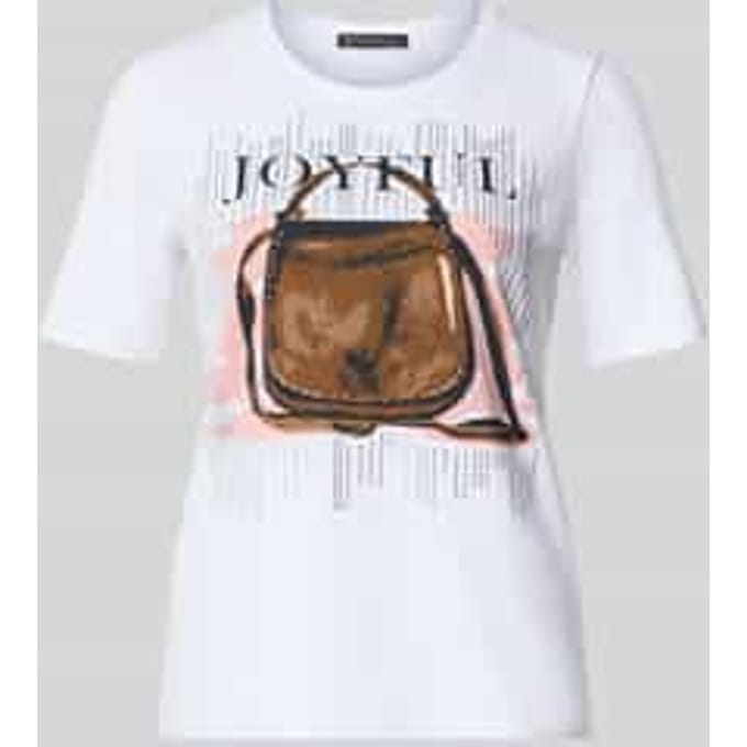 Regular fit T-shirt met strass-steentjes, model 'Juli'