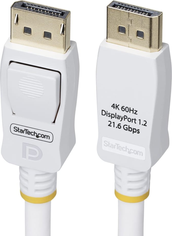 StarTech 1,8m VESA Gecertificeerde DisplayPort 1.2 Kabel, Wit, 4K 60Hz, Vergrendelbare DP Connectors, DP 1.2 Kabel
