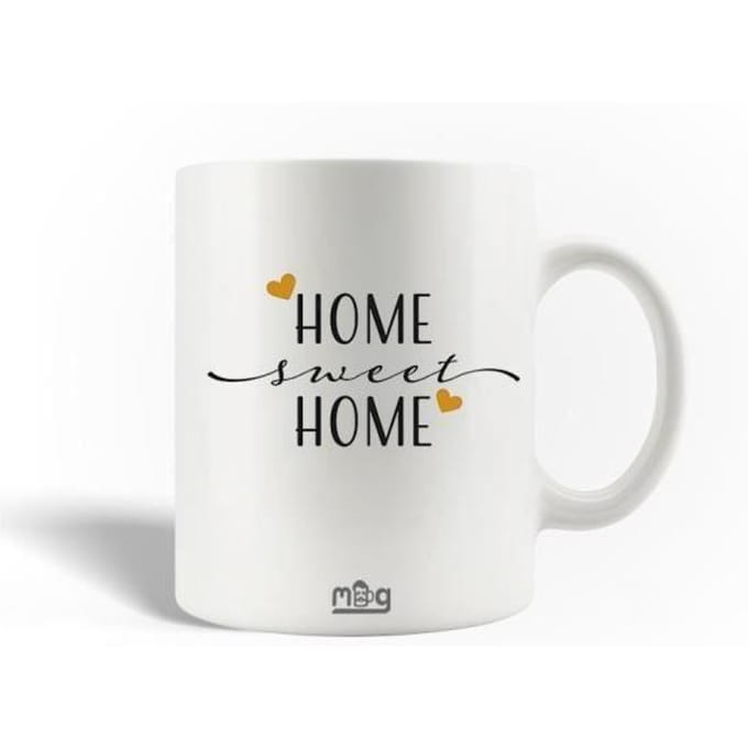 Mug en Céramique - Citation - Home Sweet Home - 30cl - Blanc - Compatible Lave-Vaisselle
