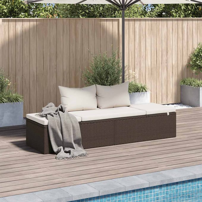 vidaXL - Tuinbed - 195x60 - cm - poly - rattan - bruin