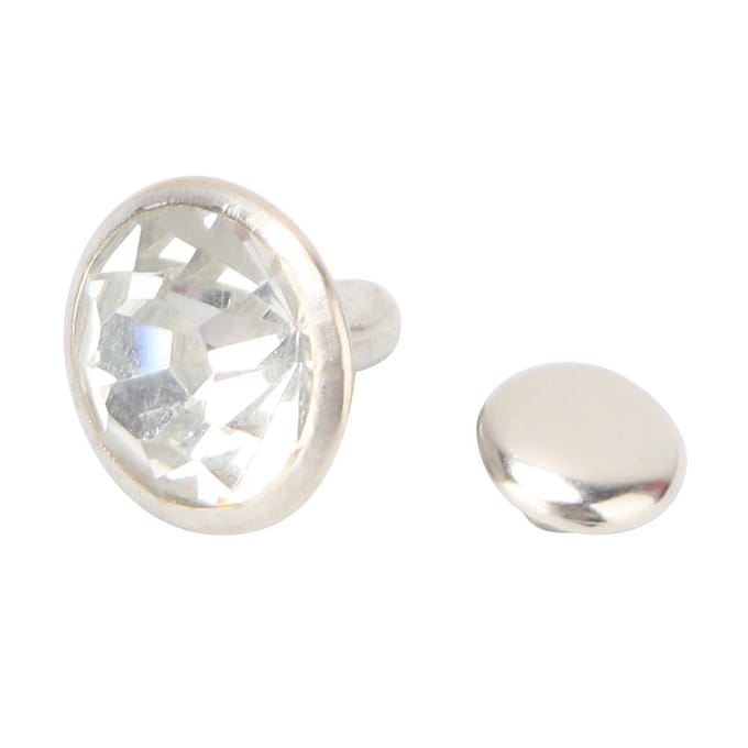 100 stuks 10mm Metalen Strass Klinknagels Studs Spikes Decoratie(Zilveren rand witte kristal) white