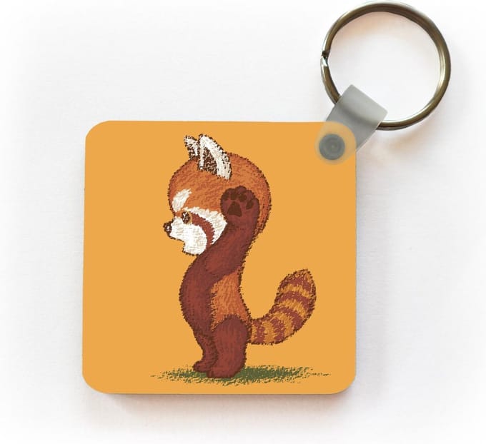 Sleutelhanger - Uitdeelcadeautjes - Illustratie van een staande rode panda - Plastic