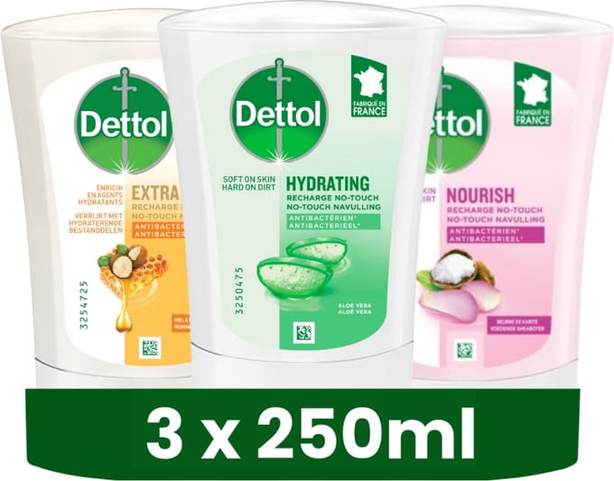 Dettol No-Touch Navulling - Aloe Vera - Extra Care Honey & Sheabutter - Sheabutter - 250ML x 3