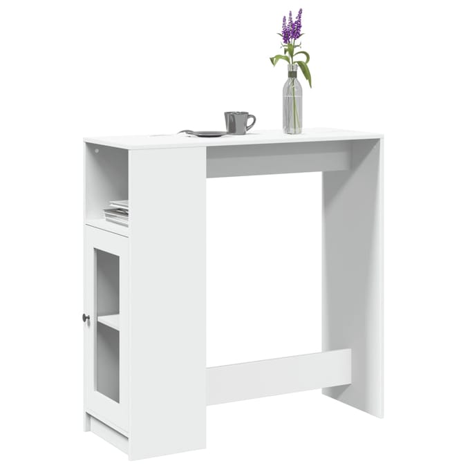 vidaXL - Bartafel - met - rekken - 101x40x103,5 - cm - bewerkt - hout - wit
