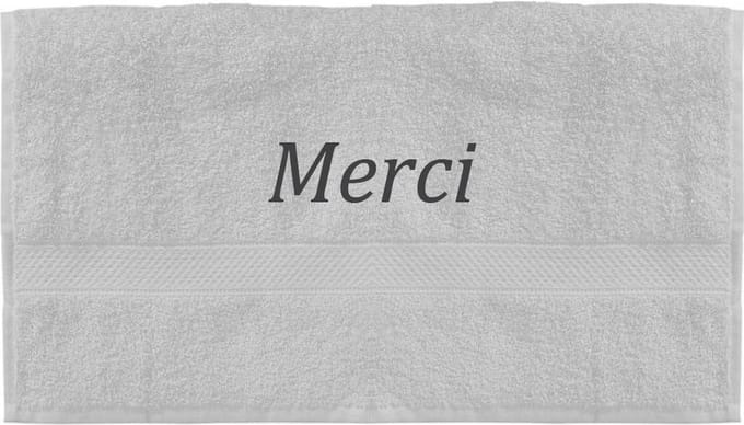 Handdoek - Merci - 100x50cm - Wit