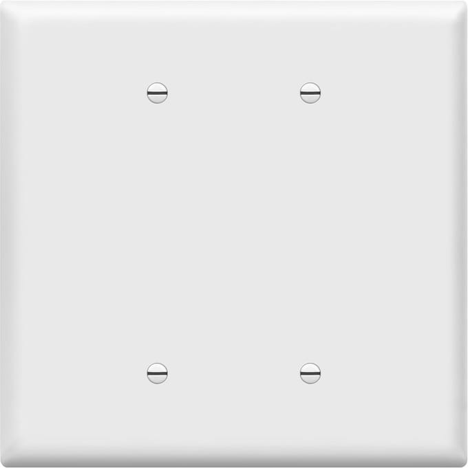 Dubbele Blindstop Contactdoosplaat 2-Polig 5,5" x 5,5" Onbreekbaar Polycarbonaat UL-gecertificeerd Wit