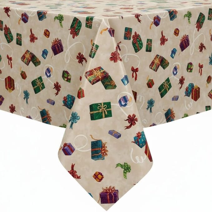 Protecttable - Kerst Tafelzeil Cadeautjes 140x320cm - Tafelkleed Afwasbaar - Kunststof