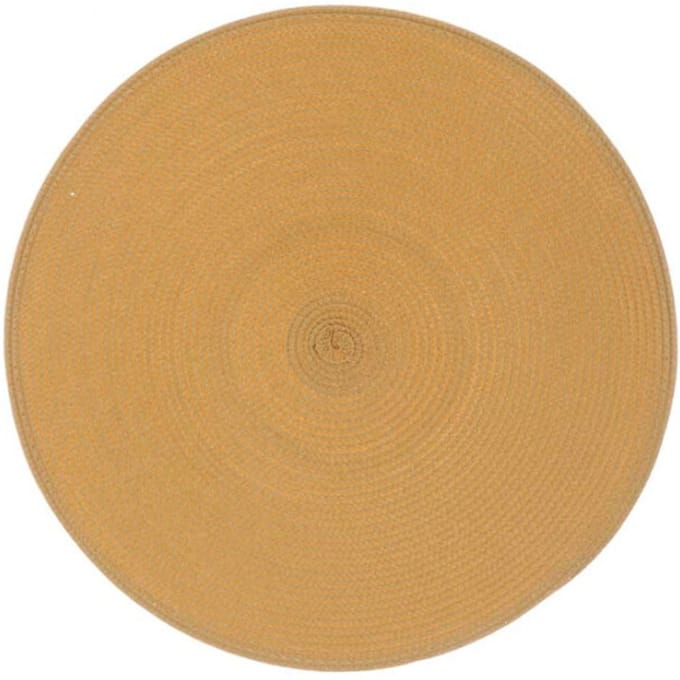 Unique Living | Placemat Daisy | Rond | Rotan | Okergeel | Ø 38cm