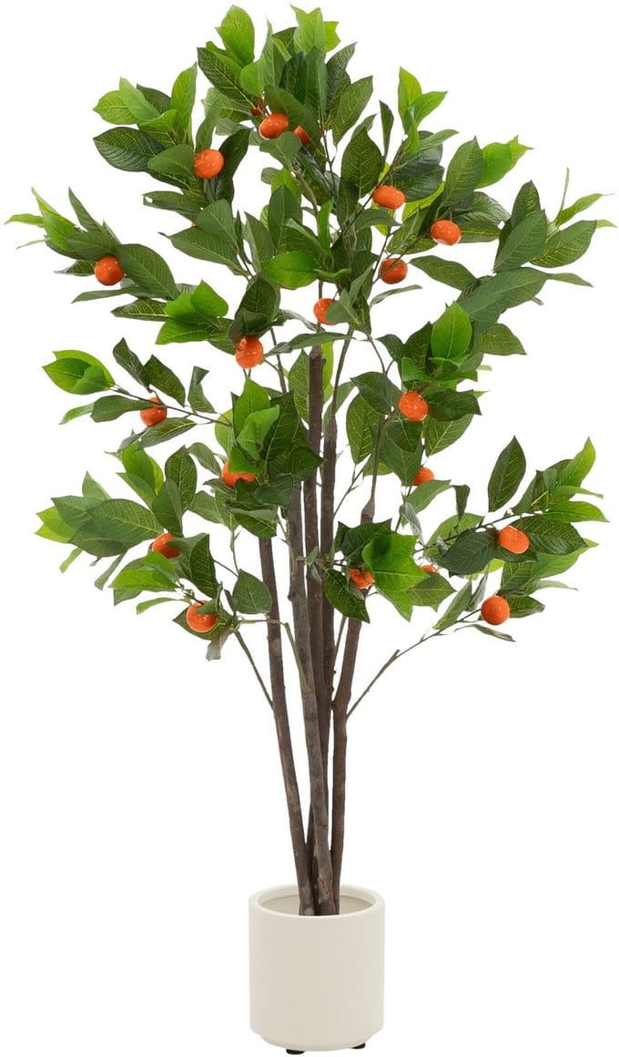 Kunst sinaasappelboom 130 cm kunstplant in pot met fruit ML design