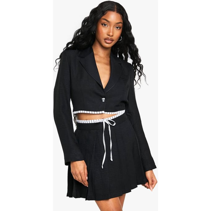 boohoo Dames Tailored Woven Pleated Mini Skirt | Zwart | Maat: 36
