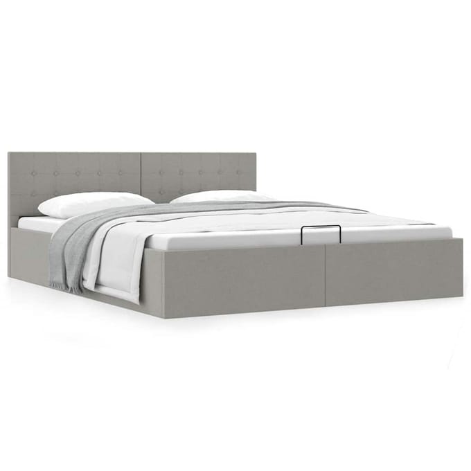 vidaXL - Bedframe - met - hydraulische - opslag - stof - lichtgrijs - 160x200 - cm