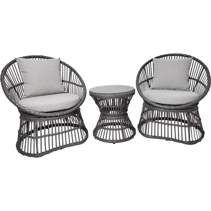 Natal loungeset incl. kussen buitenshuis rotan,grijs.