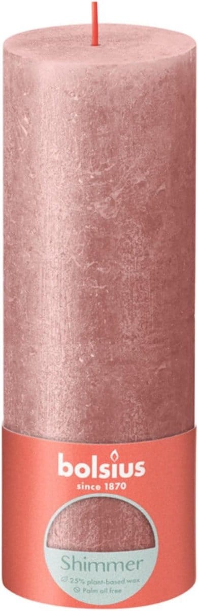 Roze stompkaars met shimmer effect 190 mm