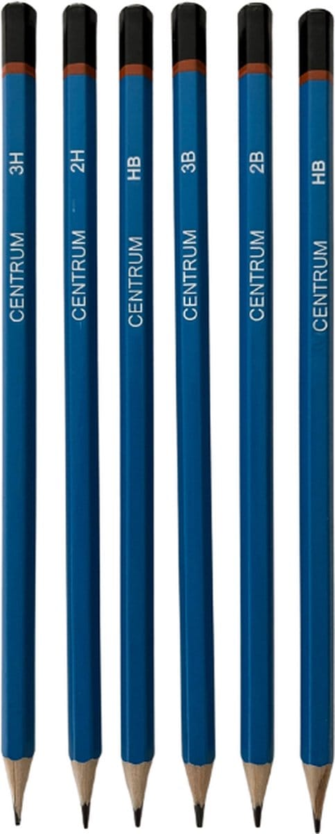 Centrum - schoolpotloden - 6 stuks - 3H 2H 3B 2B HB - wiskunde potloden