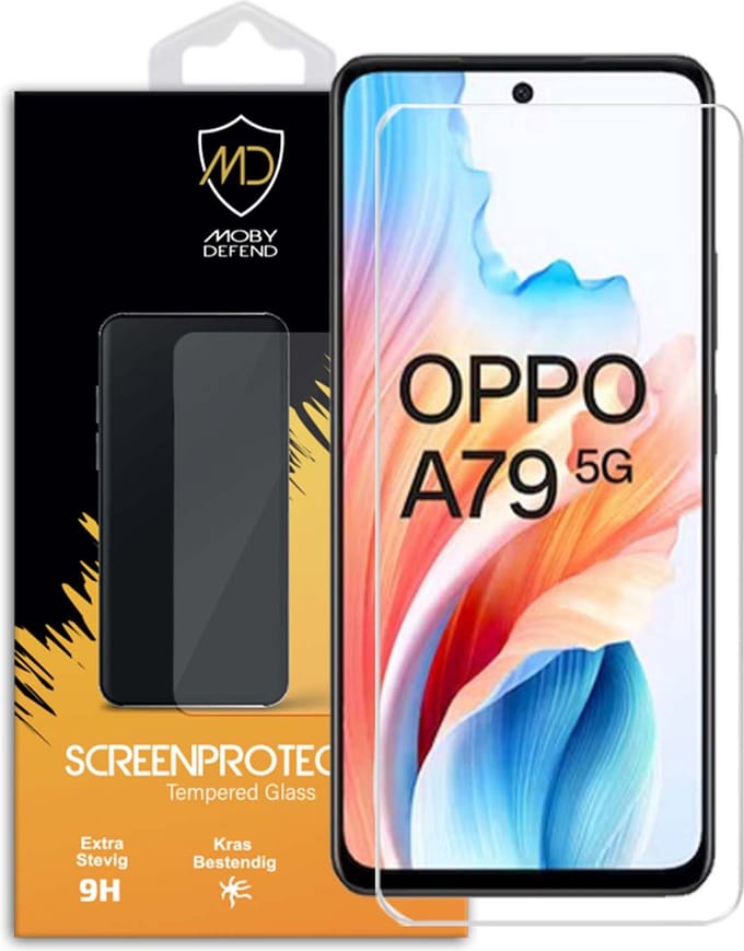 MobyDefend Screenprotector - Geschikt voor Oppo A79 - Case-Friendly Screensaver - Gehard Glas