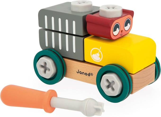 Houten Bouw Speelgoed Auto met Gereedschap voor Jonge Kinderen