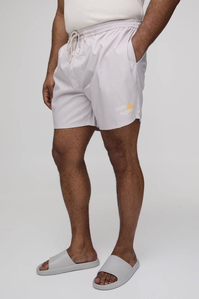 Plus St Tropez Placement Print Zwemshort Middellange Lengte | Taupe | Size 2XL