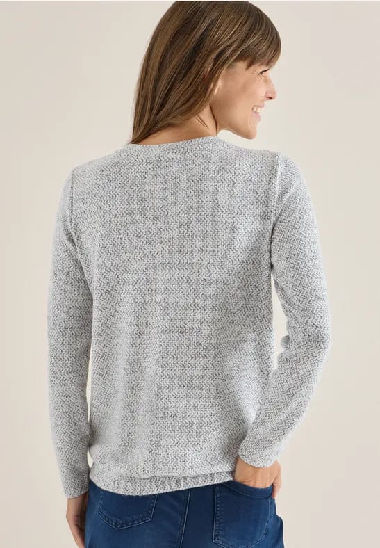 Shirt met visgraatmotief en jacquardmotief